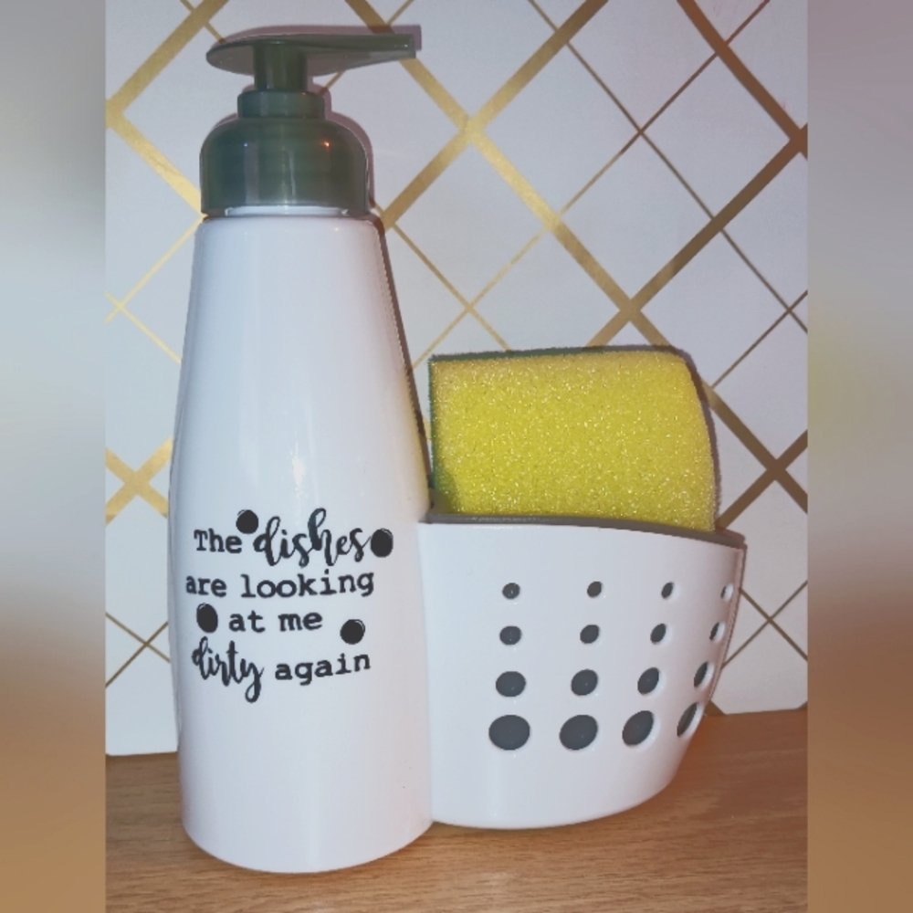 The Dishes Are Looking At Me Dirty Again Dish Soap Dispenser With Sponge Holder